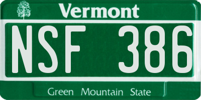 VT license plate NSF386