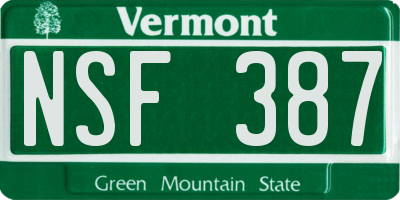VT license plate NSF387