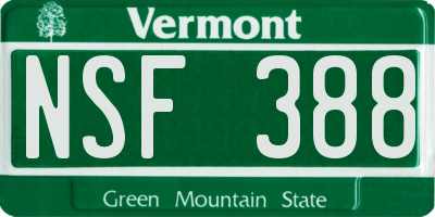 VT license plate NSF388