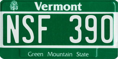 VT license plate NSF390