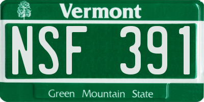 VT license plate NSF391