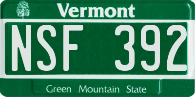 VT license plate NSF392