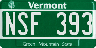 VT license plate NSF393