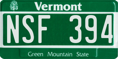 VT license plate NSF394