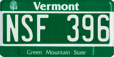 VT license plate NSF396
