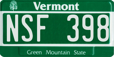 VT license plate NSF398