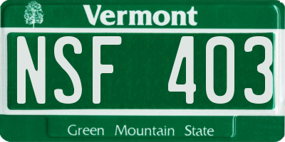 VT license plate NSF403