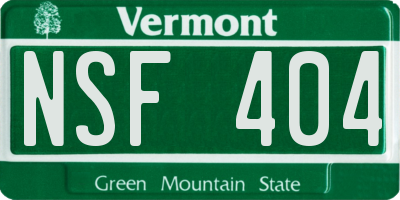 VT license plate NSF404