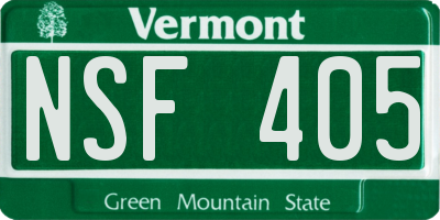 VT license plate NSF405