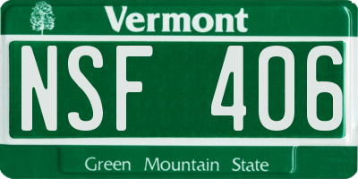 VT license plate NSF406