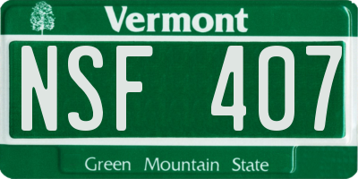 VT license plate NSF407
