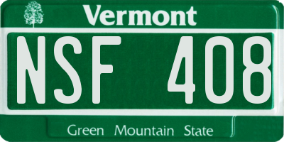 VT license plate NSF408