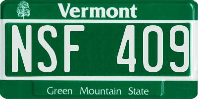 VT license plate NSF409