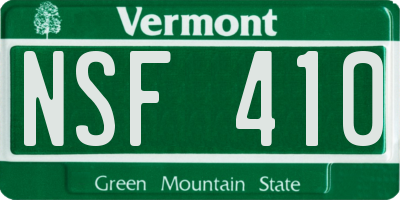 VT license plate NSF410
