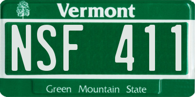 VT license plate NSF411