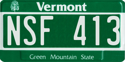 VT license plate NSF413