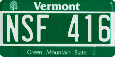 VT license plate NSF416