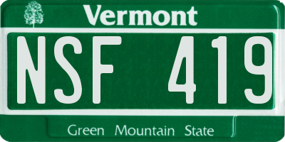 VT license plate NSF419