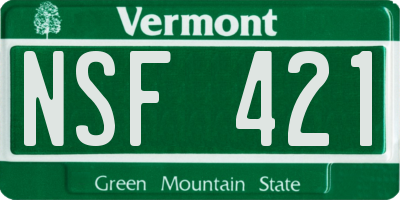 VT license plate NSF421