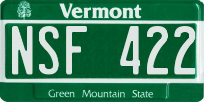 VT license plate NSF422