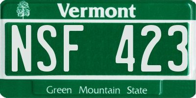 VT license plate NSF423