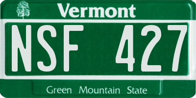 VT license plate NSF427