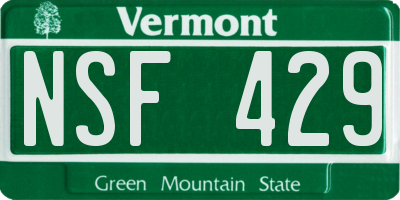 VT license plate NSF429