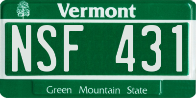VT license plate NSF431
