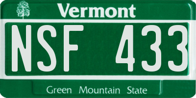 VT license plate NSF433