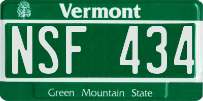 VT license plate NSF434