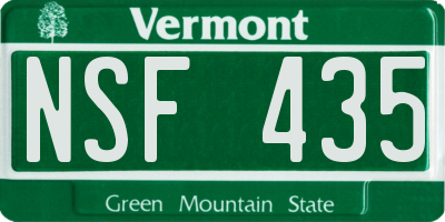 VT license plate NSF435
