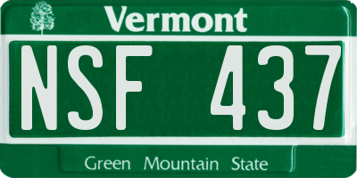 VT license plate NSF437