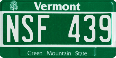 VT license plate NSF439