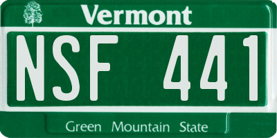 VT license plate NSF441
