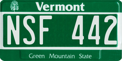 VT license plate NSF442
