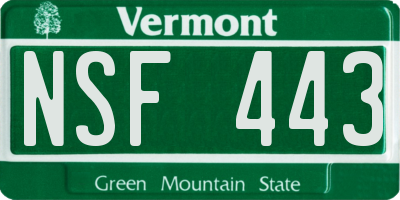 VT license plate NSF443