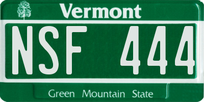 VT license plate NSF444