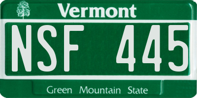 VT license plate NSF445