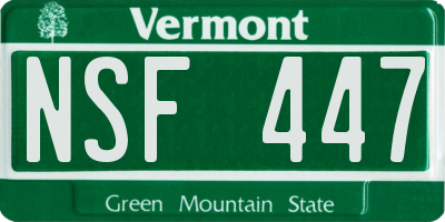 VT license plate NSF447