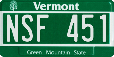VT license plate NSF451