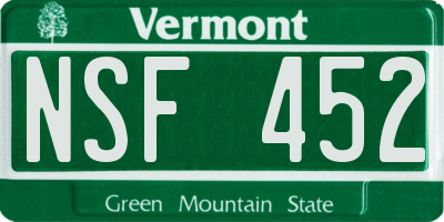 VT license plate NSF452