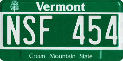 VT license plate NSF454