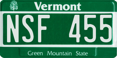 VT license plate NSF455