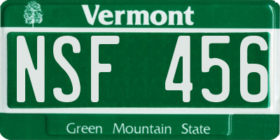 VT license plate NSF456