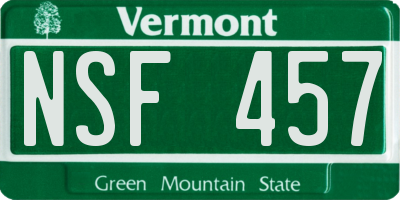 VT license plate NSF457
