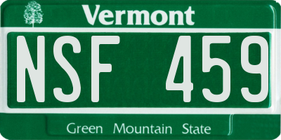 VT license plate NSF459