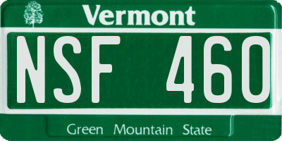 VT license plate NSF460