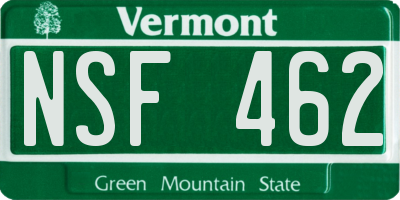 VT license plate NSF462