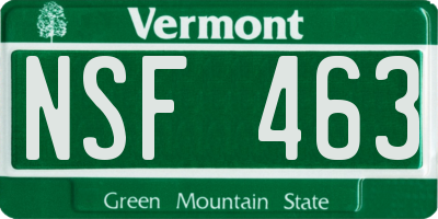 VT license plate NSF463