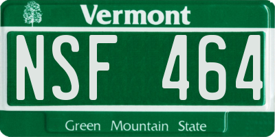 VT license plate NSF464